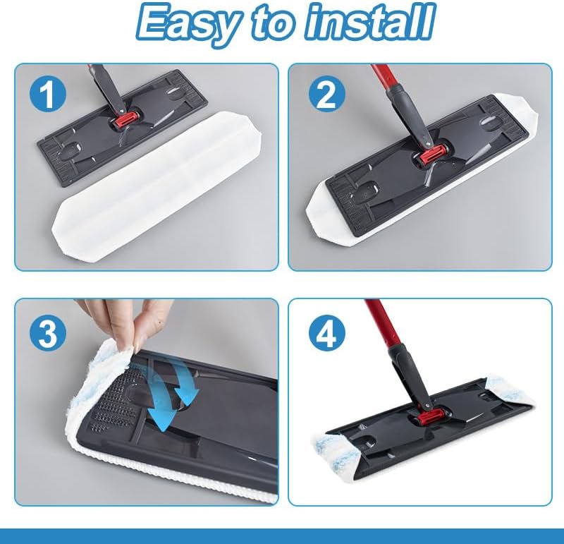 Rinakou 6 Pack Reusable Mop Pads Compatible with O-Cedar/Vileda H2prO System,Microfiber Pads Refills Machine Washable Up to 100 Times Wet Dry Use Suitable for All Floor Types (6 Pack) - Image 3