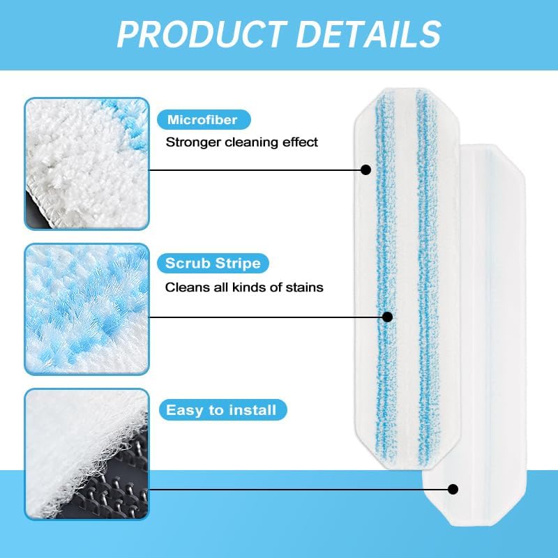 Rinakou 6 Pack Reusable Mop Pads Compatible with O-Cedar/Vileda H2prO System,Microfiber Pads Refills Machine Washable Up to 100 Times Wet Dry Use Suitable for All Floor Types (6 Pack) - Image 4