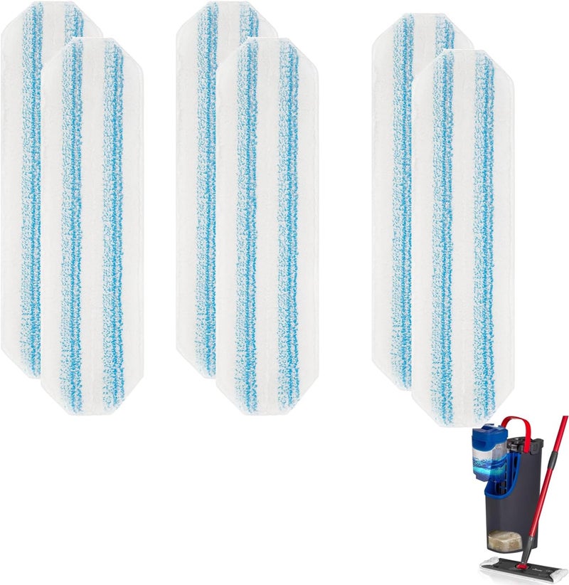 Rinakou 6 Pack Reusable Mop Pads Compatible with O-Cedar/Vileda H2prO System,Microfiber Pads Refills Machine Washable Up to 100 Times Wet Dry Use Suitable for All Floor Types (6 Pack) - Image 1