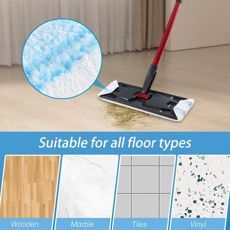 Rinakou 6 Pack Reusable Mop Pads Compatible with O-Cedar/Vileda H2prO System,Microfiber Pads Refills Machine Washable Up to 100 Times Wet Dry Use Suitable for All Floor Types (6 Pack) - Image 5