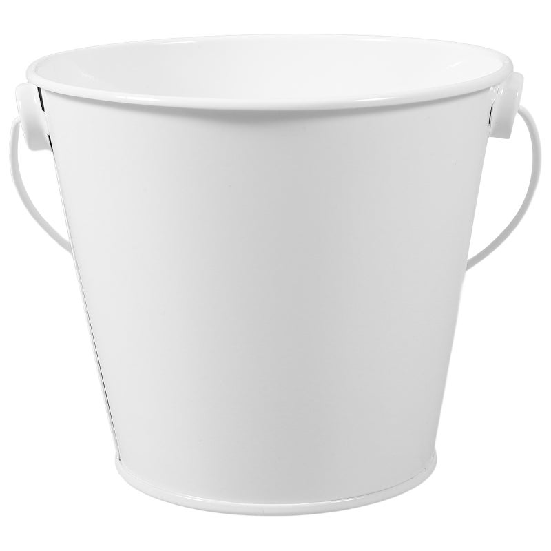 Small Metal Buckets With Handle For Classroom Party And Decorative Use Ideal Grease Catcher For Grill White Tin Pails For Oil Collection - Image 1