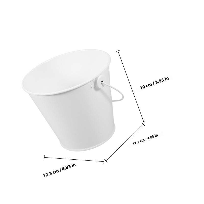 Small Metal Buckets With Handle For Classroom Party And Decorative Use Ideal Grease Catcher For Grill White Tin Pails For Oil Collection - Image 2