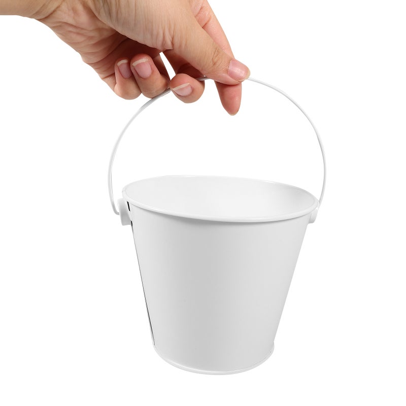 Small Metal Buckets With Handle For Classroom Party And Decorative Use Ideal Grease Catcher For Grill White Tin Pails For Oil Collection - Image 3