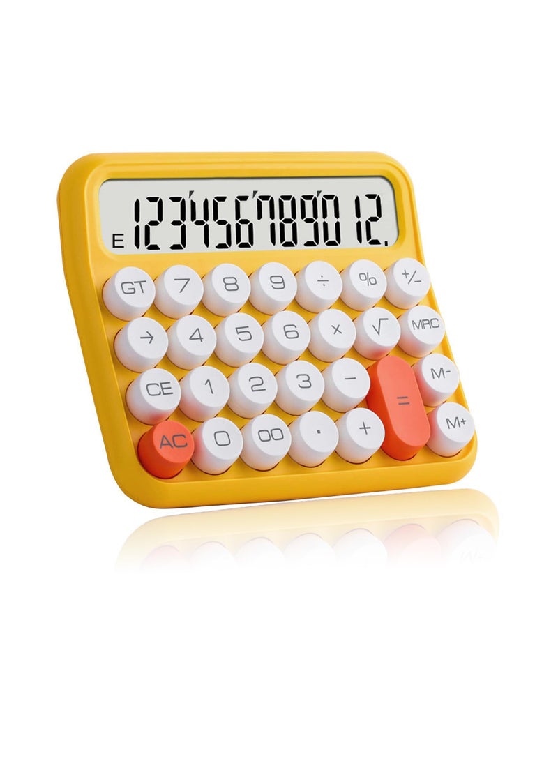 Sweet seven آلة حاسبة مكتبية - شاشة LCD كبيرة 12 رقم، آلة حاسبة قياسية أساسية بأزرار كبيرة للاستخدام في المدرسة، المنزل والأعمال (أصفر) - Image 1