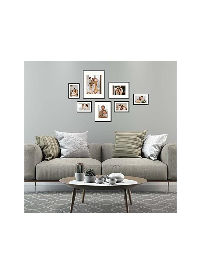 The Bros 7 Pack Frames for One 11x14, Two 8x10, and Four 5x7 Pictures. Aluminum Photos Frame for Wall or Tabletop Display (Black) - Image 4