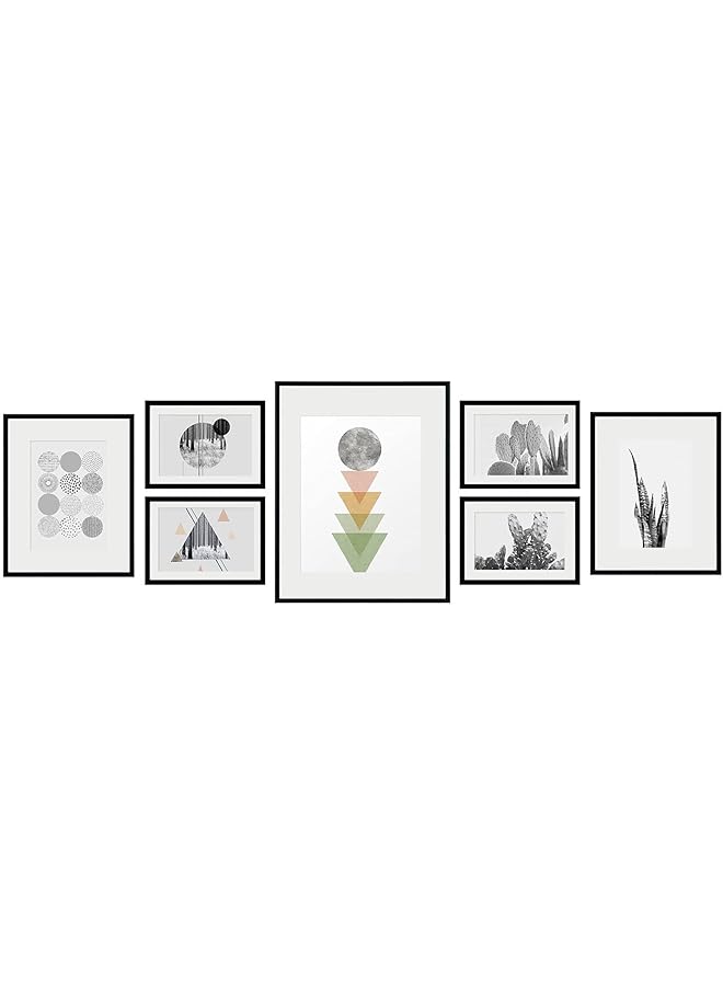 The Bros 7 Pack Frames for One 11x14, Two 8x10, and Four 5x7 Pictures. Aluminum Photos Frame for Wall or Tabletop Display (Black) - Image 1