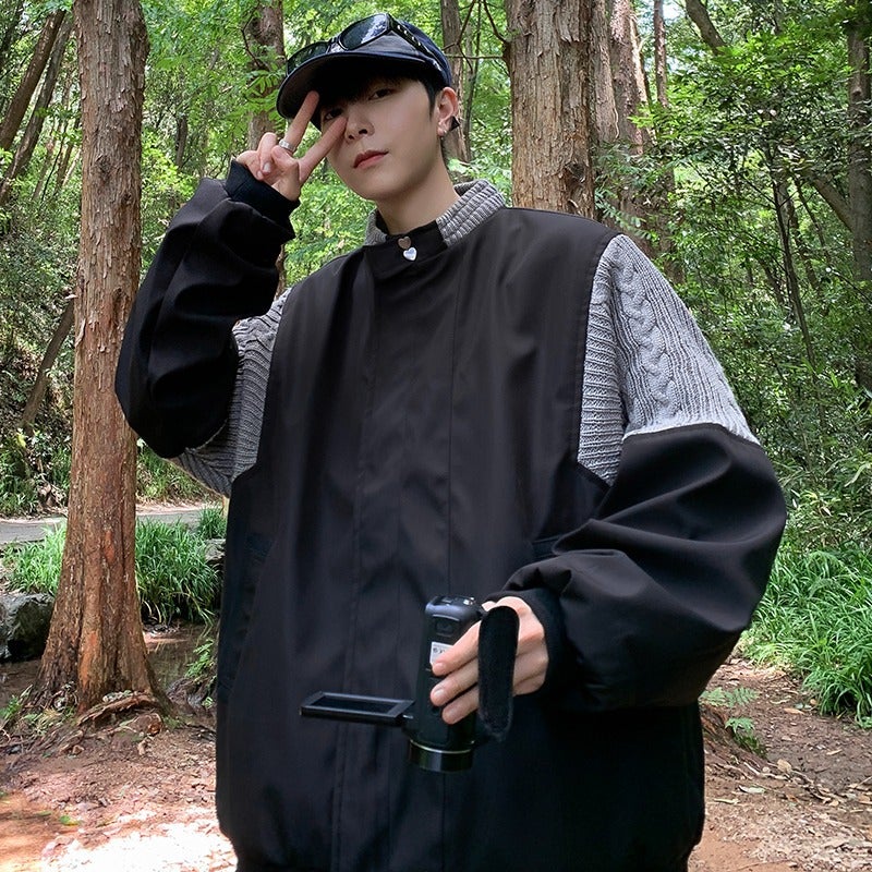 American Retro Stitching Sports Baseball Jacket Niche Design Trendy Stand Collar Jacket - Image 2