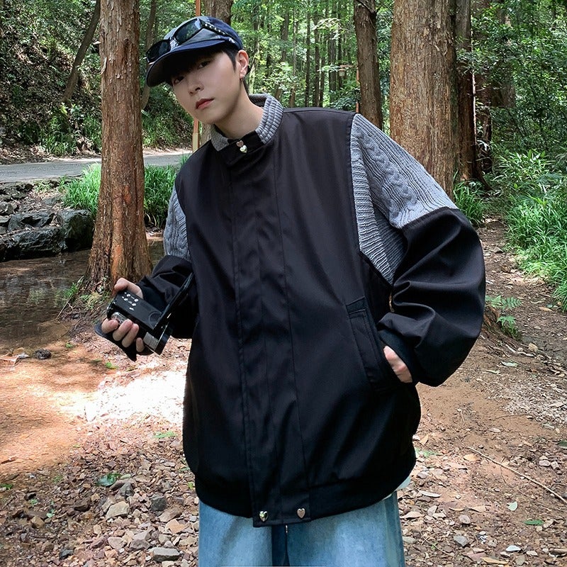 American Retro Stitching Sports Baseball Jacket Niche Design Trendy Stand Collar Jacket - Image 3