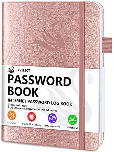 Jxselect Elegant Password Book with Alphabetical Tabs - Hardcover Password Book for Internet Website Address Login - 5.2" x 7.6" Password Keeper and Organizer w/Notes Section & Back Pocket (Rose Gold) - Image 1