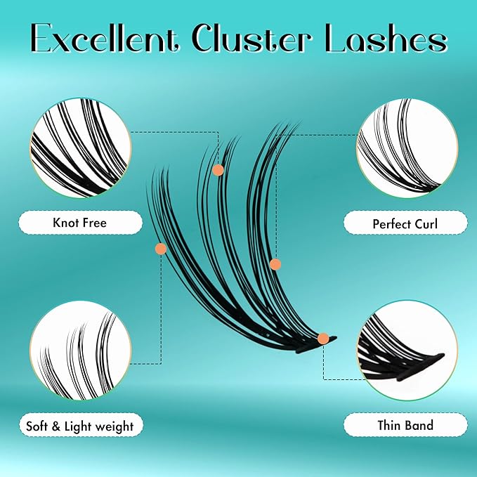 GEMERRY DIY Cluster Eyelash Extensions Kit with Lash Bond and Seal and Applicator for Beginners 280 PCS Individual Lash Cluster Kit 007D 1018 Mix DIY at Home 80D007D1018MIXKIT - Image 3
