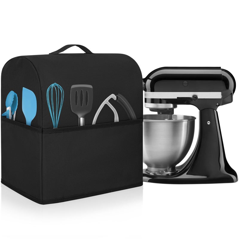 FREEAMG Stand Mixer Dust Cover Compatible with 3 Pockets and Handle with Kitchenaid Fits for 4.5/5 Quart Water-resistant Kitchen Aid Mixer Cover Black - Image 1