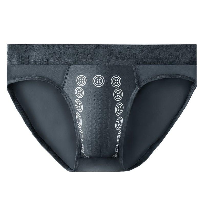 Mens Anion Underwear Mens Summer Thin Briefs Comfortable Breathable Sports Four-Corner Shorts Mid-Waist Underpants Grey  - Image 1