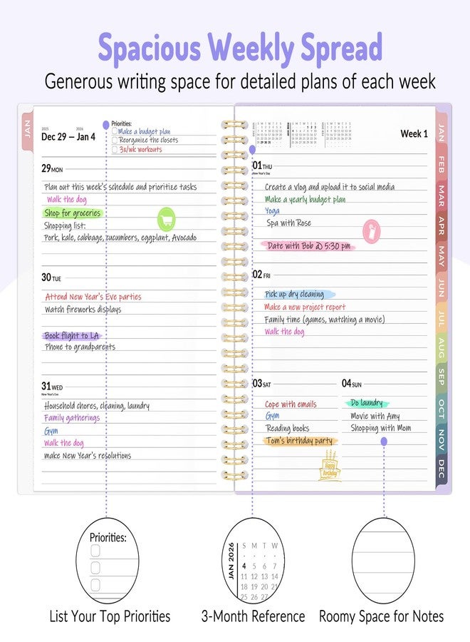 Forvencer 17 Months Academic Planner 2026-2027, PP 6.3" x 8.4", Weekly and Monthly Planner 2026, Pink - Image 4