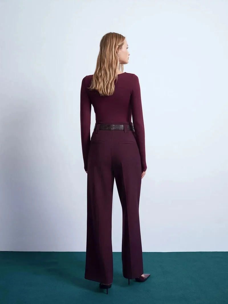 ديلفين Dilvin Wide Leg Belted Trousers