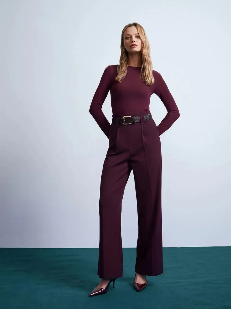 ديلفين Dilvin Wide Leg Belted Trousers