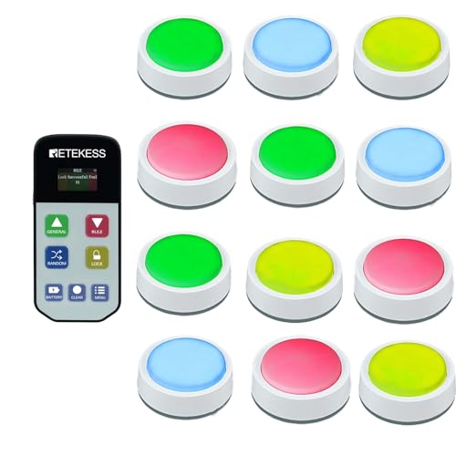 Retekess نظام جرس اللعبة Retekess TM102 لألعاب المسابقات - جرس الفصل الدراسي لألعاب الاختبار - أفضل خمسة عروض - وظيفة القفل - 12 جرس ضوئي لليلة الألعاب العائلية - المدرسة - Image 1