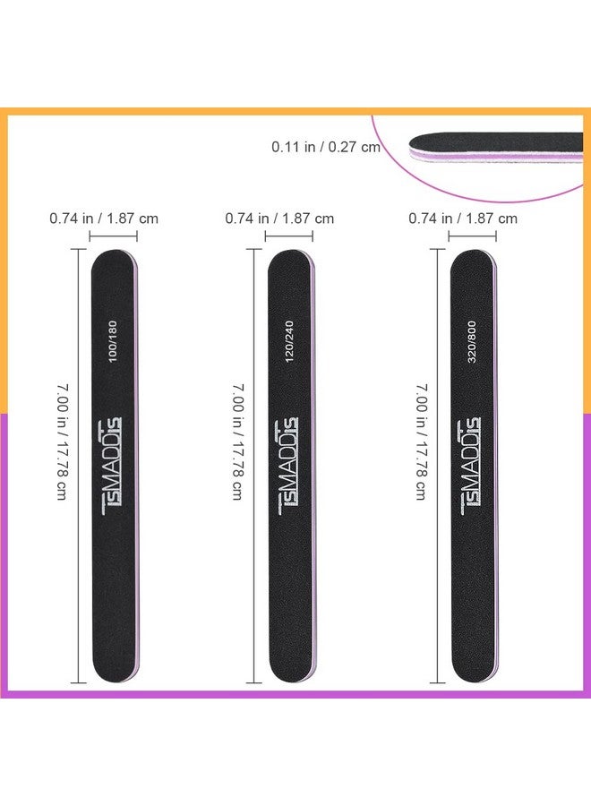 TsMADDTs Nail File 20 PCS Double Sided Emery Board for Natural Acrylic Nails 100/180 120/240 320/800 Grit, Professional Manicure Pedicure Tools, Nail Buffering Files - Image 2