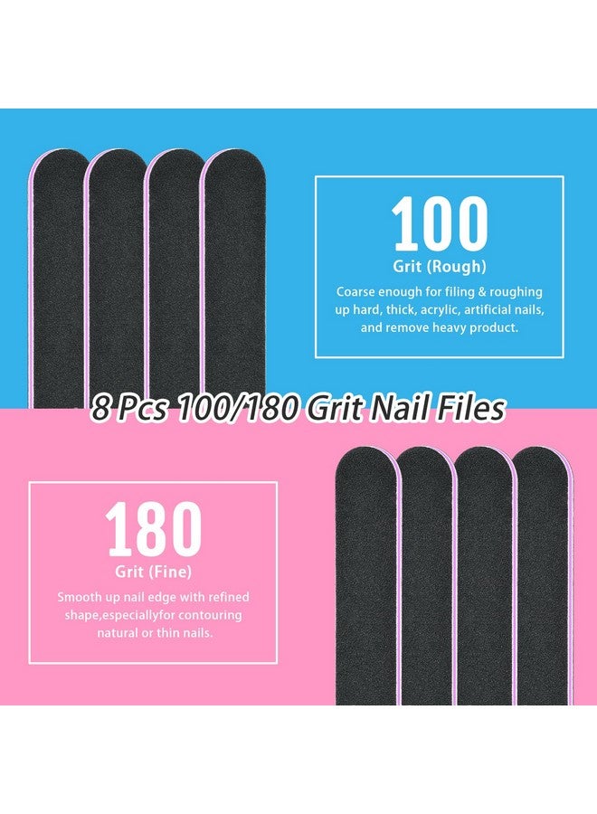 TsMADDTs Nail File 20 PCS Double Sided Emery Board for Natural Acrylic Nails 100/180 120/240 320/800 Grit, Professional Manicure Pedicure Tools, Nail Buffering Files - Image 3