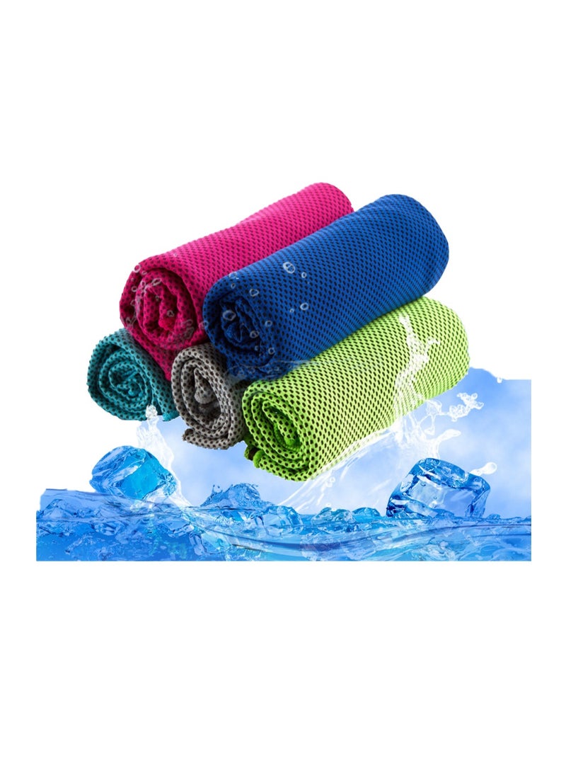 Generic 5 Packs Cooling Towel,Microfiber Cooling Towel,Sport Fitness,Cooling Cloth, Neck Cooling Towel,Golf Towel,for Yoga,Golf,Gym,Beach,Hiking,Running Fitness Towel(30x80cm)  - Image 1