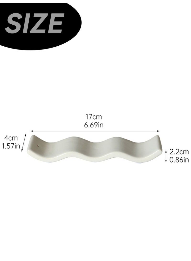 Aromancy Wabi-Sabi White Ceramic Incense Holder for Sticks, Modern Wave-Shaped Ash Catcher Tray, 17cm Long, Zen Home Decor for Meditation, Yoga, and Arabic Oud Incense - Image 2
