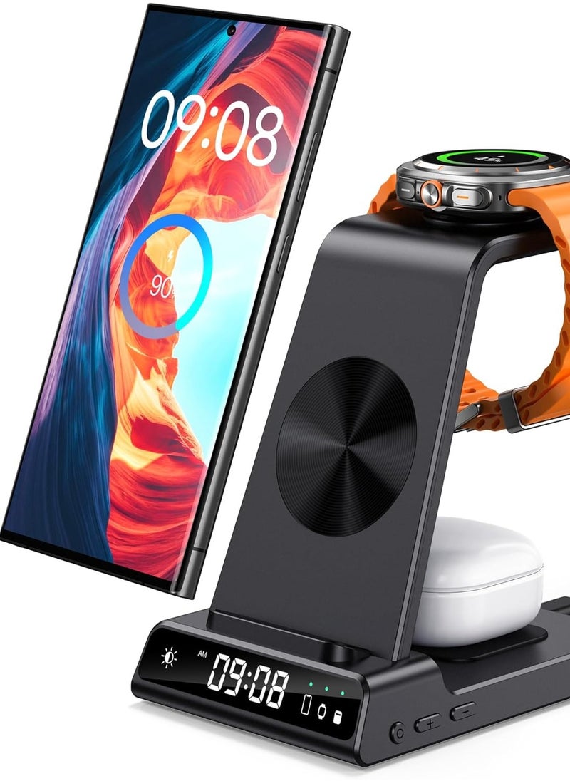 Generic 3-in-1 Samsung Wireless Charging Station with Digital Clock  - Image 1
