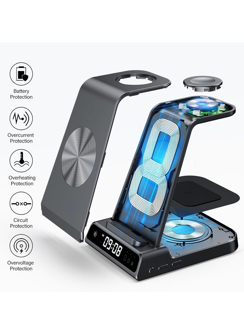 Generic 3-in-1 Samsung Wireless Charging Station with Digital Clock  - Image 2