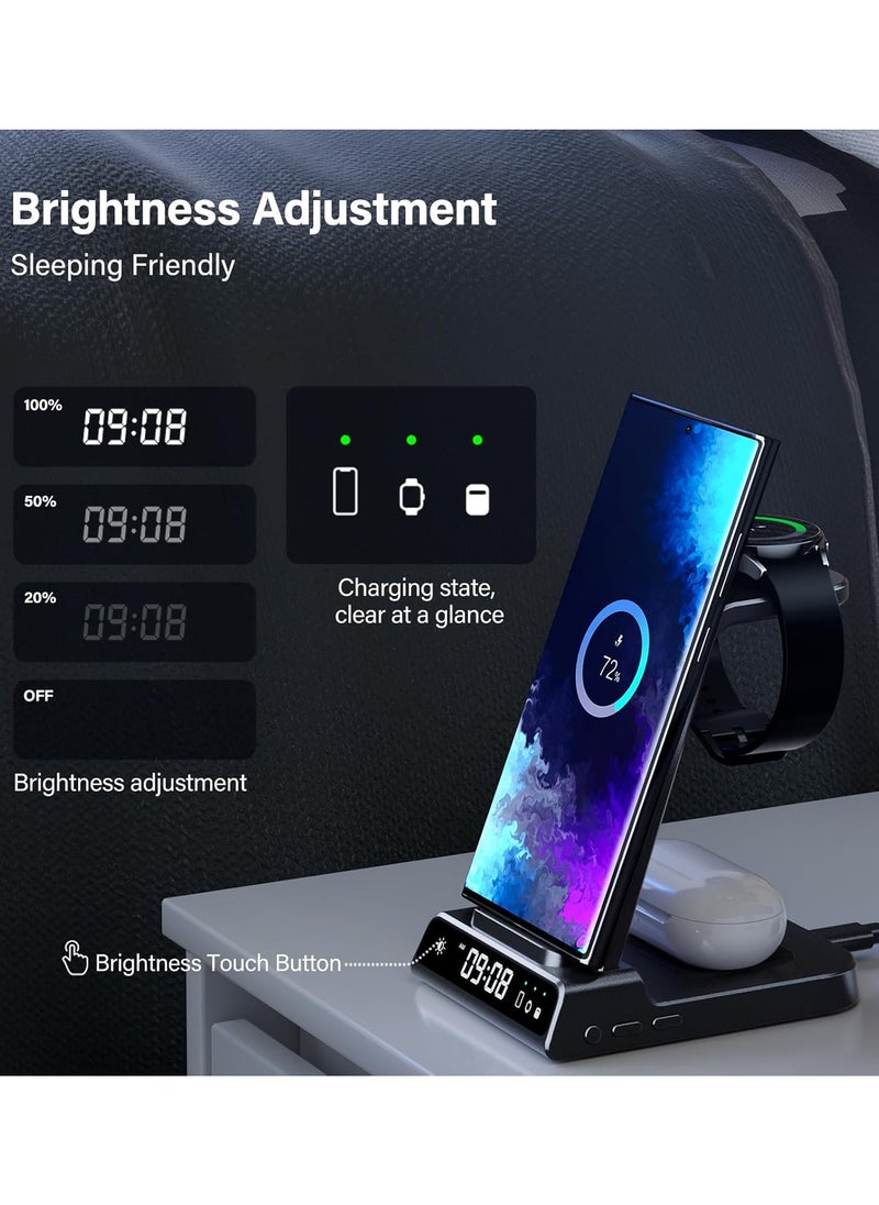 Generic 3-in-1 Samsung Wireless Charging Station with Digital Clock  - Image 4