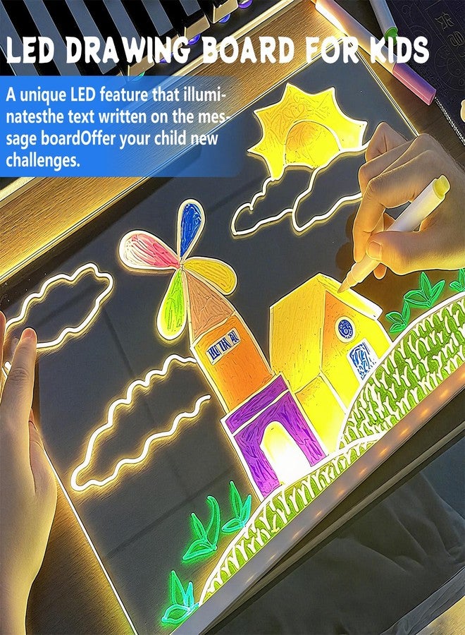 لوحة رسم LED محمولة بـ 7 ألوان، لوحة رسم مضيئة، لوحة إضاءة للرسم، أوضاع قابلة للتعديل، لوحة رسم جرافيتي 12 × 8، هدية/للفصول الدراسية/المكتب/هدايا أعياد ميلاد الأطفال وعيد الميلاد - Image 4