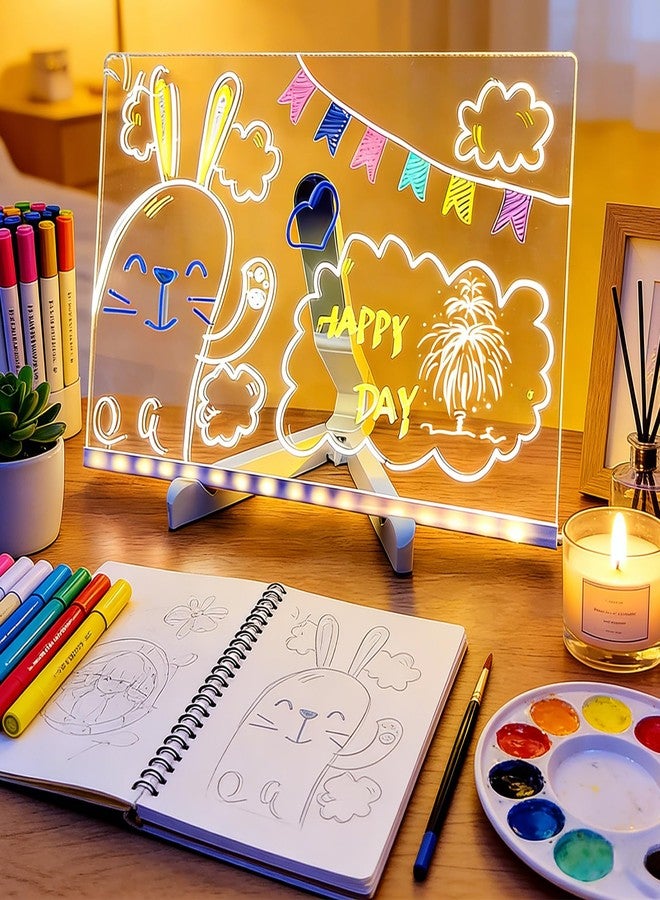 لوحة رسم LED محمولة بـ 7 ألوان، لوحة رسم مضيئة، لوحة إضاءة للرسم، أوضاع قابلة للتعديل، لوحة رسم جرافيتي 12 × 8، هدية/للفصول الدراسية/المكتب/هدايا أعياد ميلاد الأطفال وعيد الميلاد - Image 1