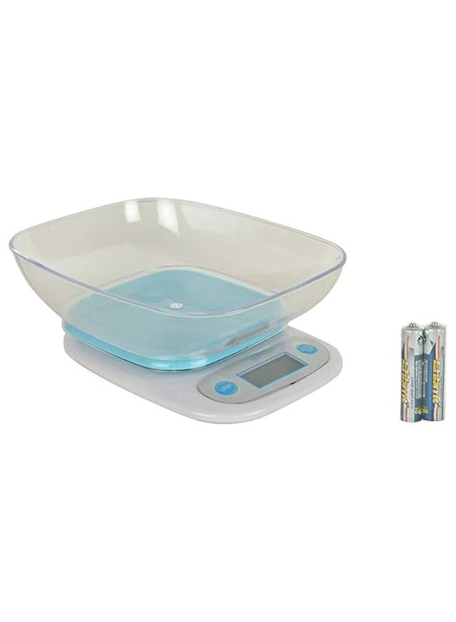 Electronic Digital Kitchen Weighing Scale – 7kg Capacity Weight Machine with Detachable Bowl – Precise Food Scale for Measuring Spices, Vegetables, Liquids – Ivory Color – LCD Display, Tare Function  - Image 1