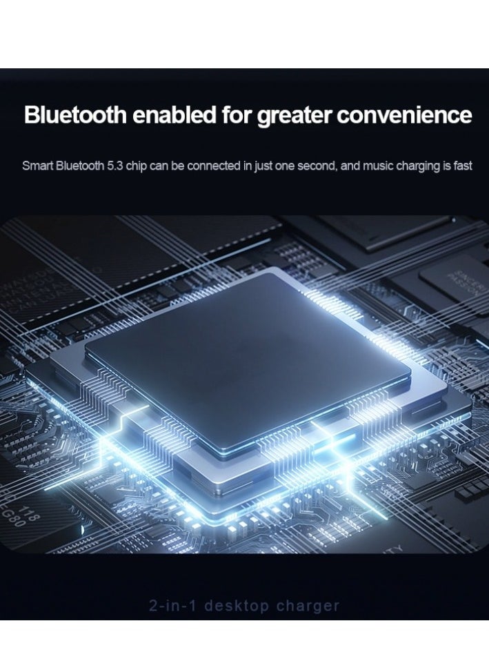 T50 6-in-1 Magnetic Wireless Charger Stand with Bluetooth Speaker, Alarm Clock, Fast Charging Station for Phone, Watch, Earphones