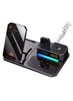 MOCOM T50 6-in-1 Magnetic Wireless Charger Stand with Bluetooth Speaker, Alarm Clock, Fast Charging Station for Phone, Watch, Earphones  - Image 1
