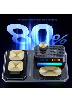 MOCOM T50 6-in-1 Magnetic Wireless Charger Stand with Bluetooth Speaker, Alarm Clock, Fast Charging Station for Phone, Watch, Earphones  - Image 4