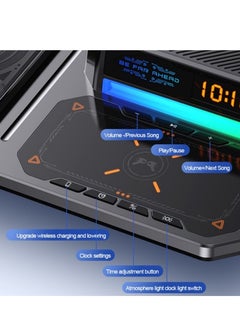 MOCOM T50 6-in-1 Magnetic Wireless Charger Stand with Bluetooth Speaker, Alarm Clock, Fast Charging Station for Phone, Watch, Earphones  - Image 5