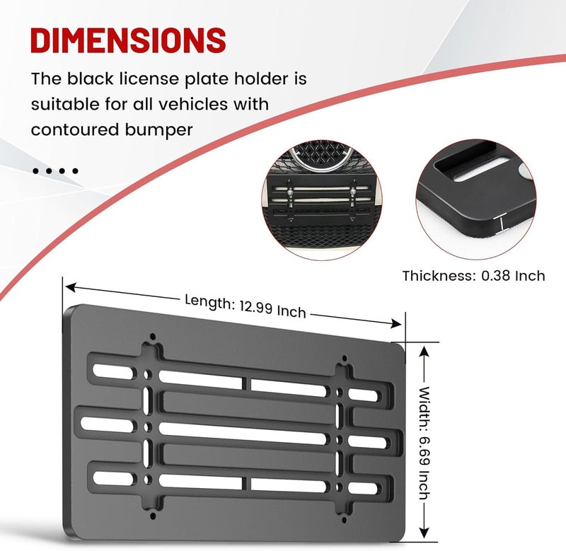 RED WOLF License Plate Bracket Frame Holder for Jeep Grand Cherokee Liberty Gladiator Rubicon Wrangler JK JL 2000-2022 Mount on Front Flat Bumper W/Screw Bolts Wrench License Plate Frame Tag - Image 5