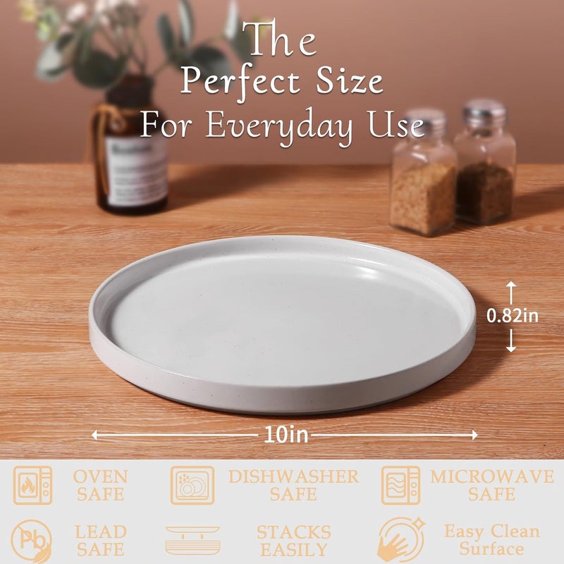 STARMOON STAR MOON 10 Inch Dinner Plates Set of 6 Ceramic Plates Set Salad Plates Scratch Resistant Ceramic Dish Set for Steak Salad Pasta Microwave  Dishwasher Safe - Image 2