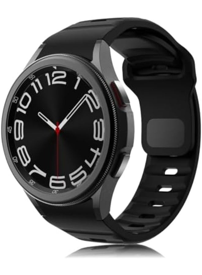 Rugged No Gap Band for Samsung Galaxy Watch Band 7 FE 6 5 4 44mm 40mm/Galaxy Watch 6 Classic Bands 47mm 43mm/Watch 5 Pro 45mm/Watch 4 Classic 46mm 42mm, Silicone Wristband Sport Strap Men Women - Image 1