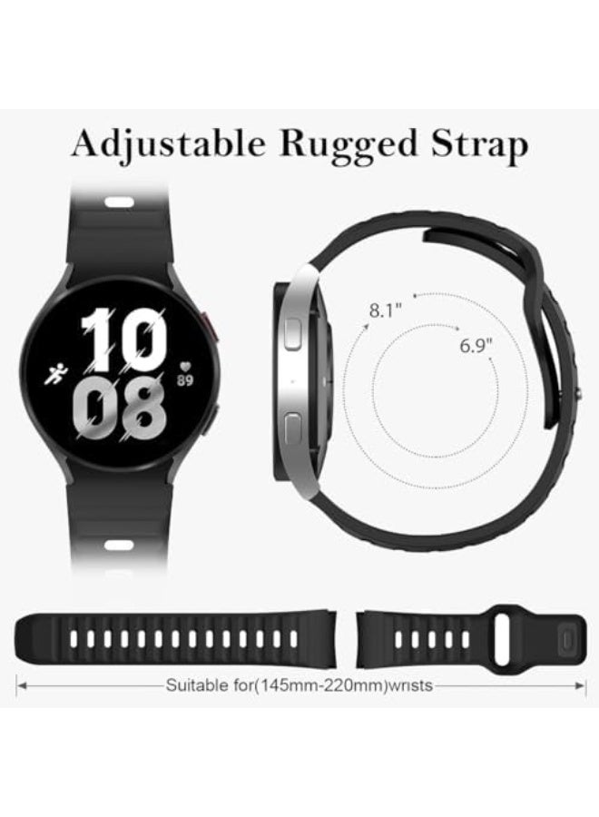 Rugged No Gap Band for Samsung Galaxy Watch Band 7 FE 6 5 4 44mm 40mm/Galaxy Watch 6 Classic Bands 47mm 43mm/Watch 5 Pro 45mm/Watch 4 Classic 46mm 42mm, Silicone Wristband Sport Strap Men Women - Image 4