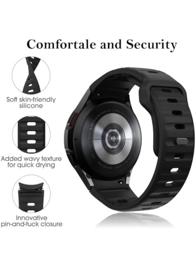 Rugged No Gap Band for Samsung Galaxy Watch Band 7 FE 6 5 4 44mm 40mm/Galaxy Watch 6 Classic Bands 47mm 43mm/Watch 5 Pro 45mm/Watch 4 Classic 46mm 42mm, Silicone Wristband Sport Strap Men Women - Image 2