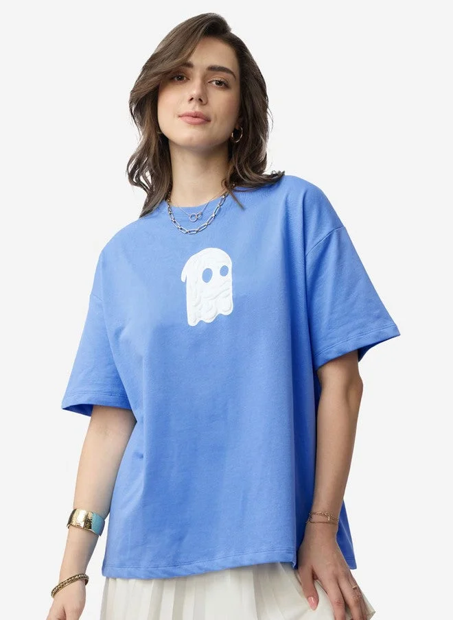 ذا سوليد ستور The Souled Store Women's Oversized Fit Graphic Printed Blue T-Shirt