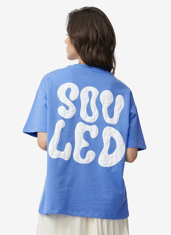 ذا سوليد ستور The Souled Store Women's Oversized Fit Graphic Printed Blue T-Shirt