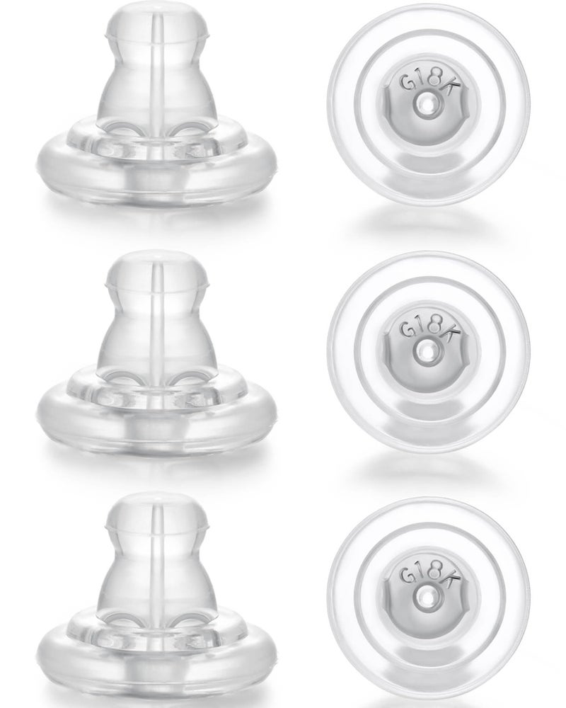 Moconar Earring Backs, Silver Silicone Earring Backs Replacements for Studs/Droopy Ears, Hypoallergenice Secure No-Irritate Earring Backs for Adults (Silver) - Image 1