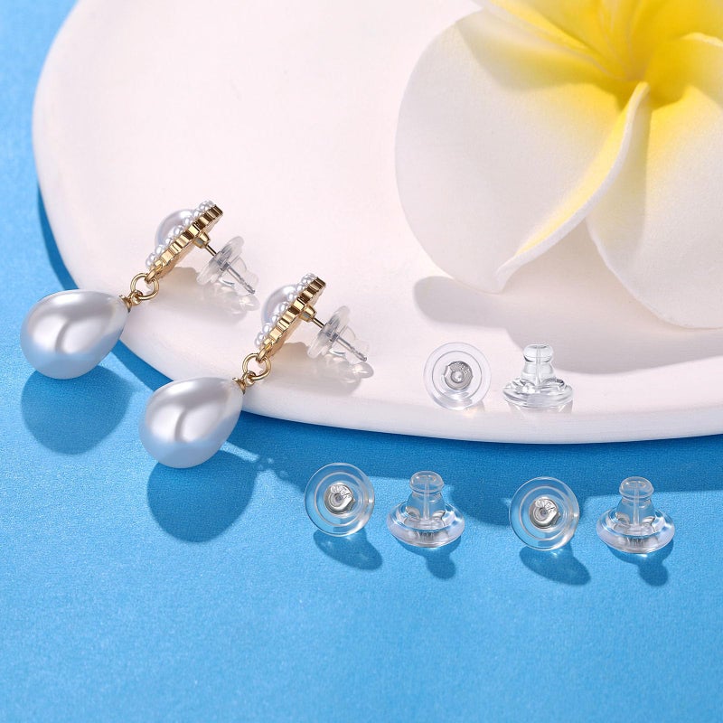 Moconar Earring Backs, Silver Silicone Earring Backs Replacements for Studs/Droopy Ears, Hypoallergenice Secure No-Irritate Earring Backs for Adults (Silver) - Image 2