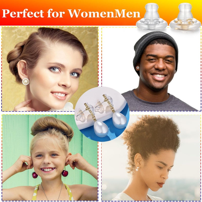 Moconar Earring Backs, Silver Silicone Earring Backs Replacements for Studs/Droopy Ears, Hypoallergenice Secure No-Irritate Earring Backs for Adults (Silver) - Image 5