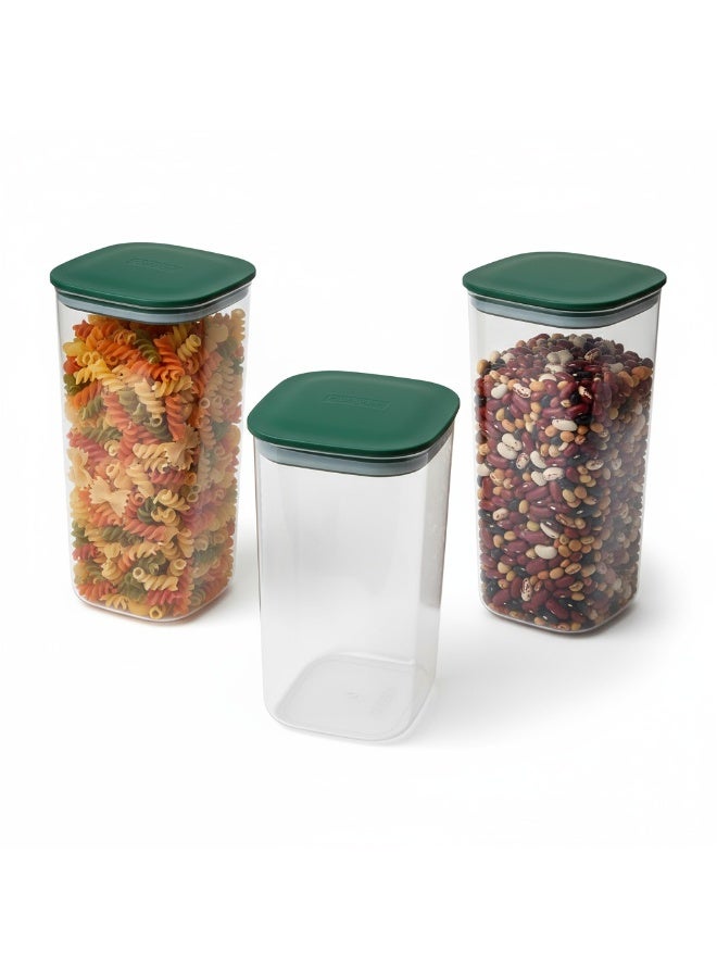 كليز حاويات محكمة الإغلاق لتخزين الطعام | مجموعة من 3 برطمانات بلاستيكية شفافة خالية من مادة BPA مع أغطية | منظم مطبخ كبير بسعة 1300 مل للمؤن | مثالي للحبوب والقهوة | للاستخدام المنزلي والمطبخ - Image 1