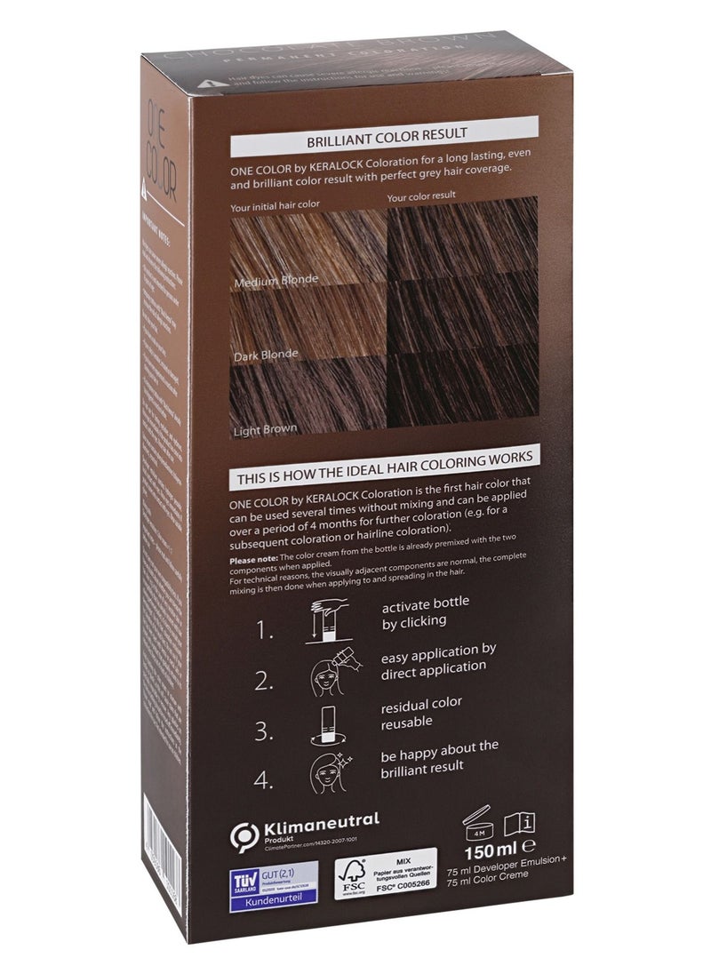 KERALOCK - Keralock Permanent Hair Color - 150ml, No Premix Needed, Reusable for Up to 4 Months - All-in-One Dye with Conditioner & Brush (Chocolate Brown, 150ml) - Image 1