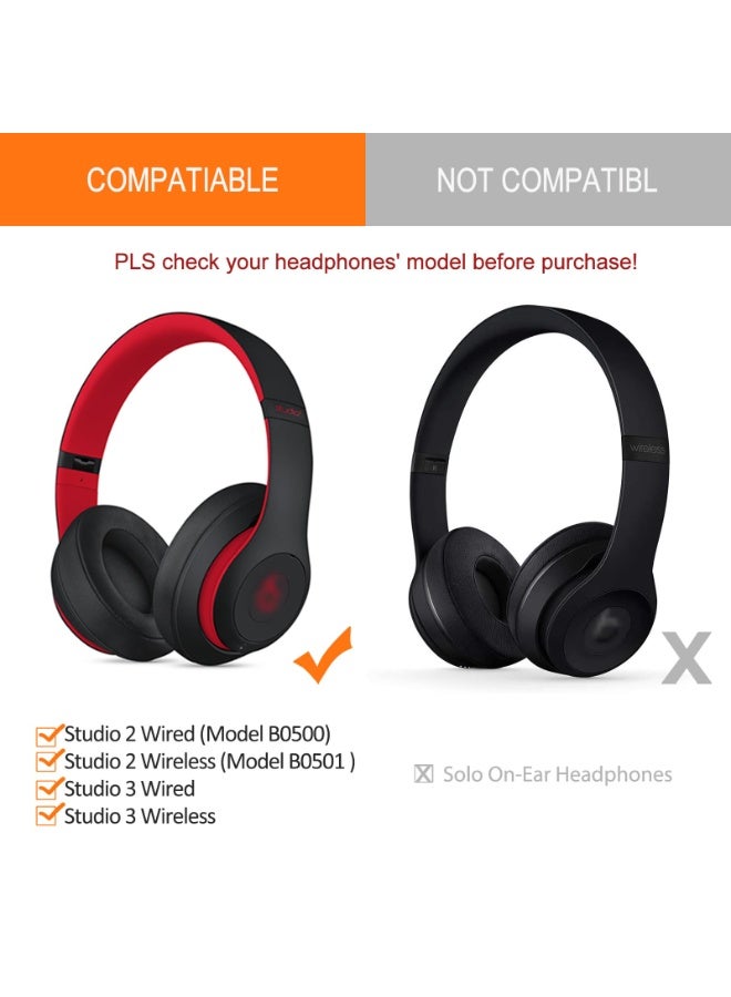 Chabeia Studio Replacement Ear Pads - Upgraded Earpad Cover for Beats Studio 2 B0500 B0501 / Studio 3 Wired Wireless Over Ear Headphones - Cooling Gel Cushions (Black) - Image 2