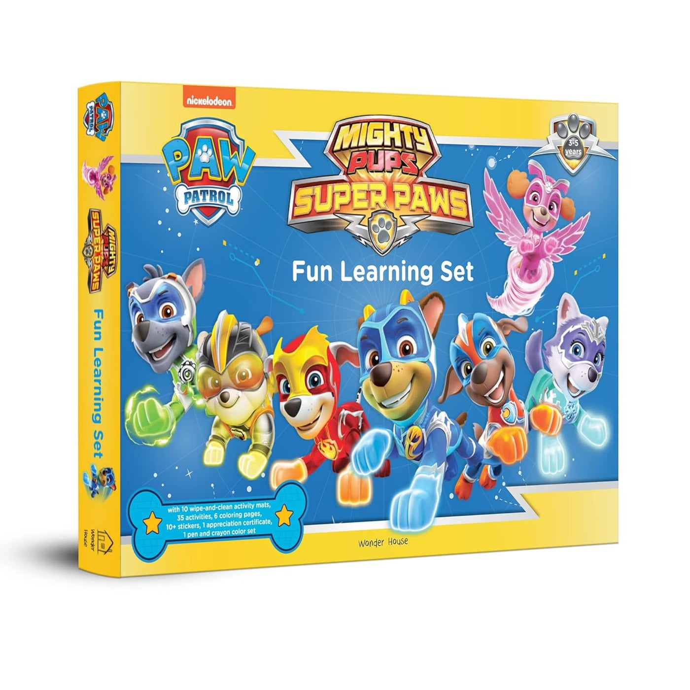 Nickelodeon Paw Patrol Mighty Pups Super Paws Fun Learning Set With Wipe And Clean Mats Colori by Wonder House Books Paperback
