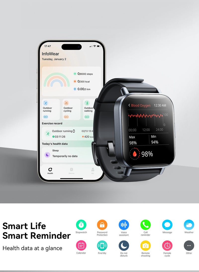 جوي روم ساعة Fit-life Series JR-FT3S الذكية مقاس 1.96 بوصة تدعم الاتصال عبر البلوتوث وتدعم مراقبة النوم - Image 3