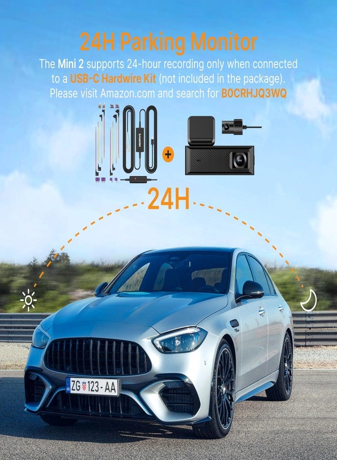 Miofive Dash Cam Mini 2, 2K+1080P FHD, Built-in Wi-Fi GPS Smart Dash Camera for Cars, 125° Wide-Angle FOV, HDR, Night Vision, G-Sensor, iOS/Android App, Loop Recording, Parking Monitor, Time-Lapse - Image 4
